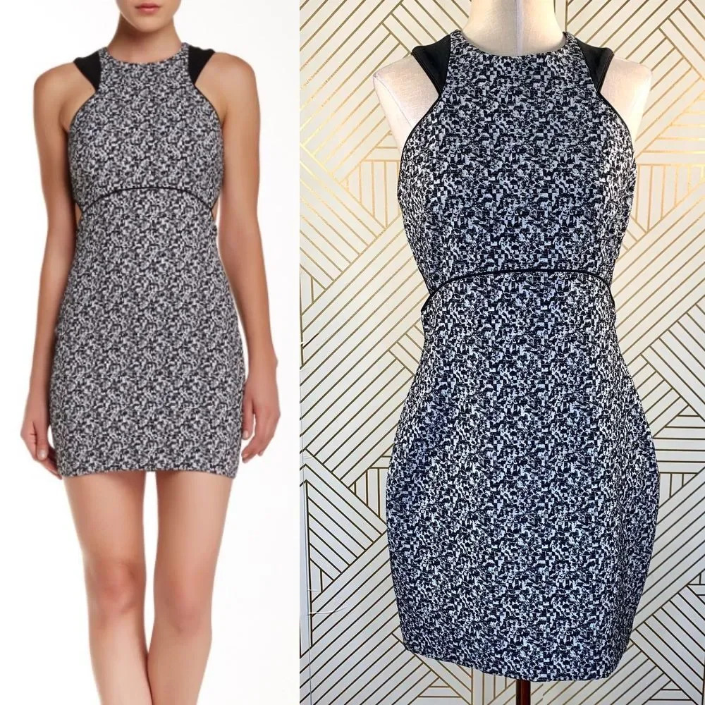 Elizabeth and James Ellna Bodycon Cutout Dress in Black and White Size 6‎
